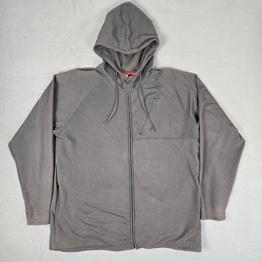 The North Face Hoodie Mens 2XL Gray Full Zip Fleece Sweatshirt Logo *READ